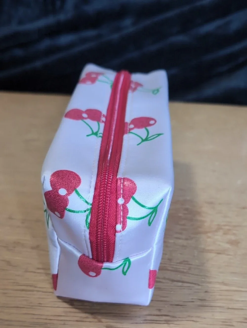 Cherry Print Cosmetic Bag - Red & Green